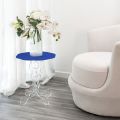 Blue round side table 36 cm Janis, modern design, made in Italy