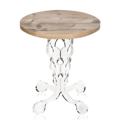 Round Coffee Table in Plexiglass and Oak Top 2 Dimensions - Phosphorus Viadurini