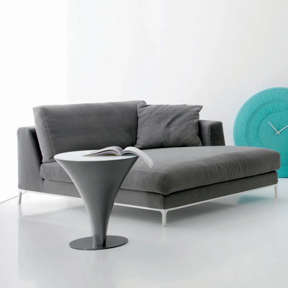 Round Coffee Table Boat Shape in Metal and Etched Glass - Boarding Viadurini