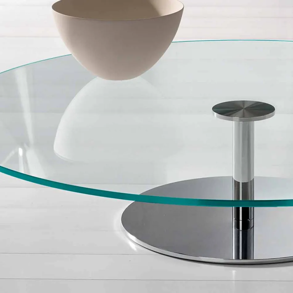 Round Coffee Table in Extra-clear Glass - Giovannino Viadurini