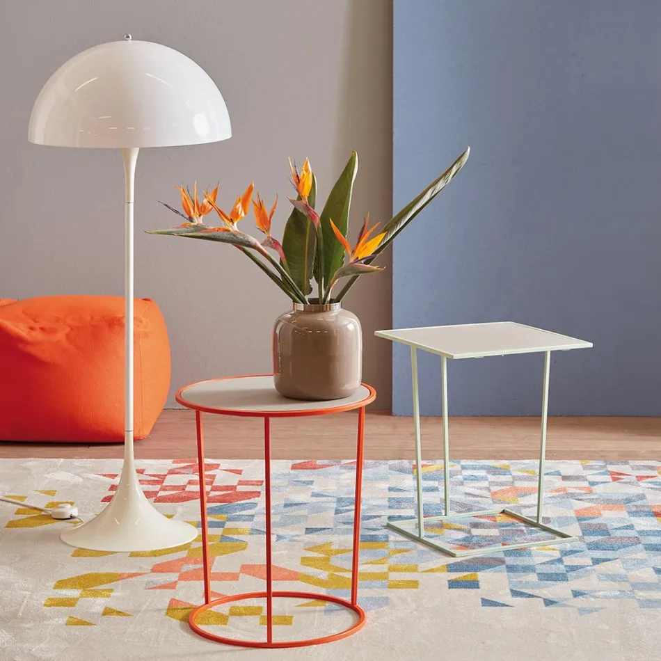Round Coffee Table for Modern Living Room in Colored Metal Made in Italy - Raphael Viadurini