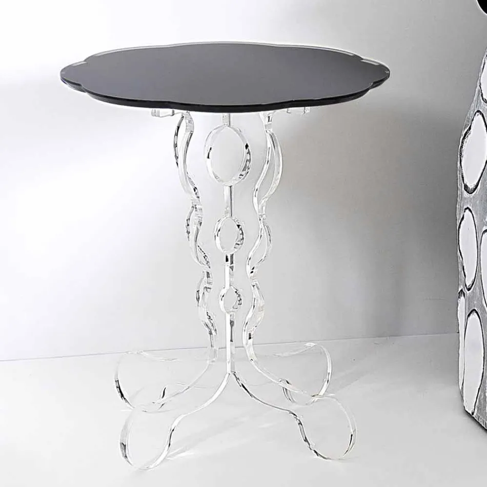 Round black coffee table 36 cm modern design Janis, made in Italy Viadurini