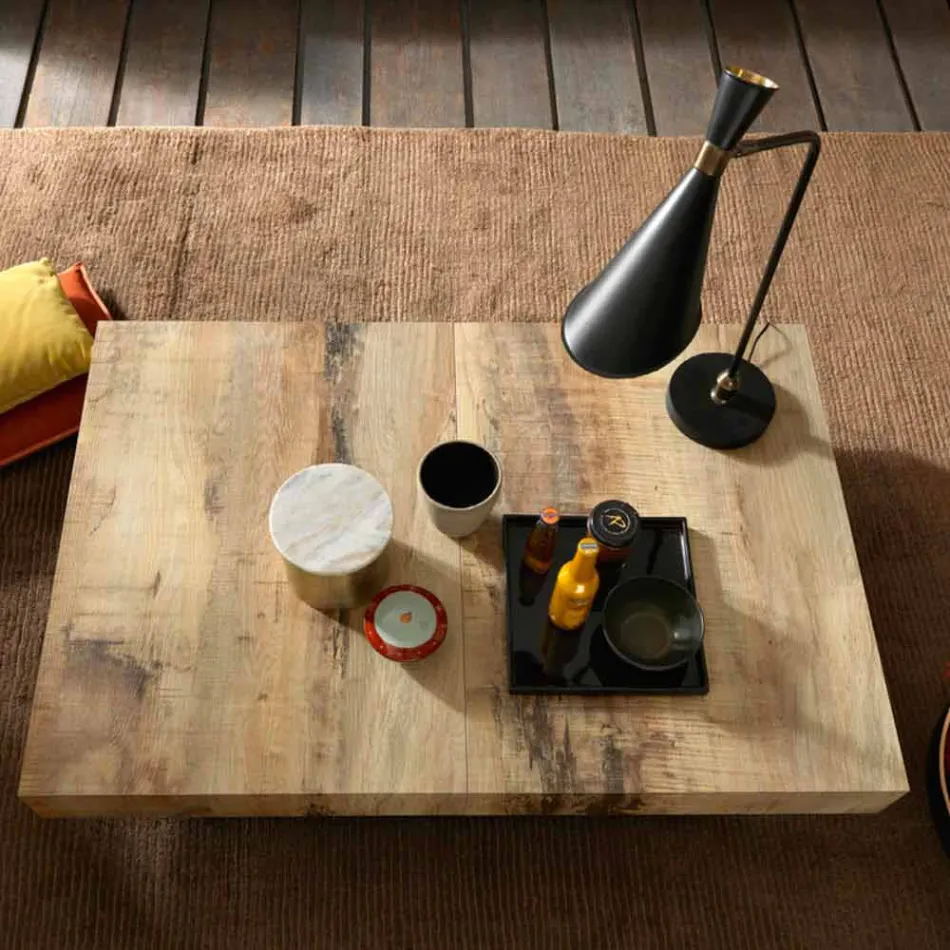 Transformable Design Coffee Table in Wood and Black Metal Made in Italy - Niverio Viadurini