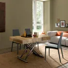 Transformable Design Coffee Table in Wood and Black Metal Made in Italy - Niverio Viadurini