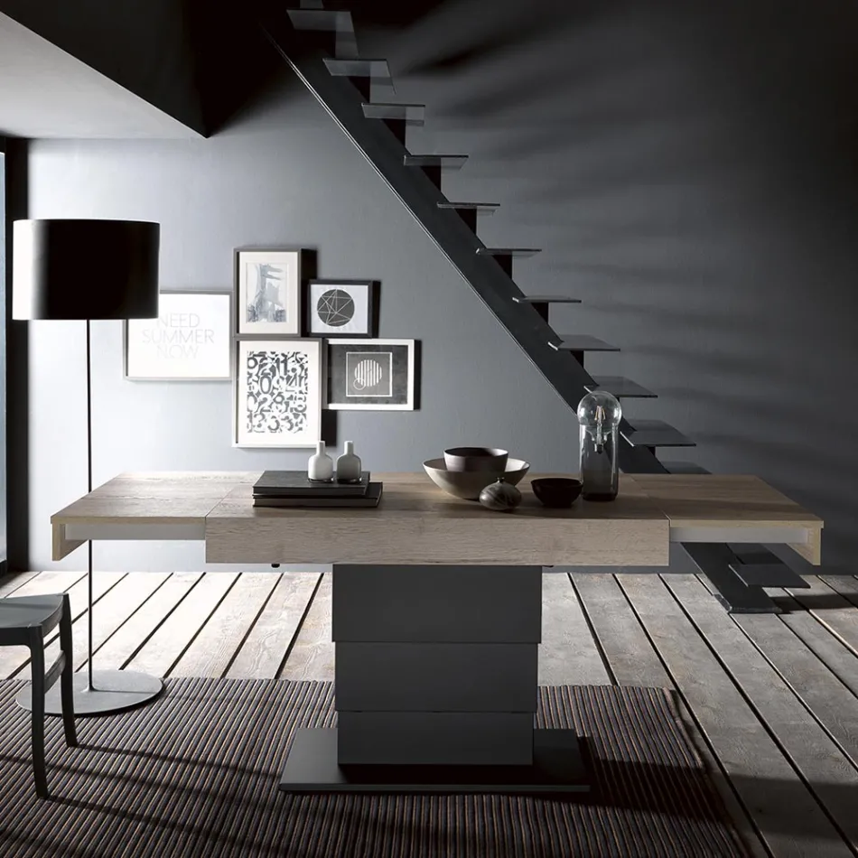 Transformable Coffee Table in Wooden Dining Table Made in Italy - Polar Viadurini