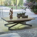 Transformable Coffee Table with Wooden Top and Metal Base Made in Italy - Peach
