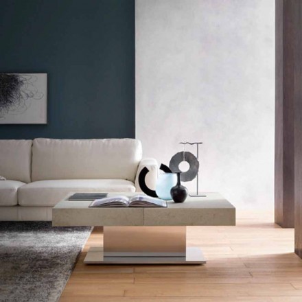 Modern Transformable Coffee Table with Mortar Effect Top Made in Italy - Salomon Viadurini