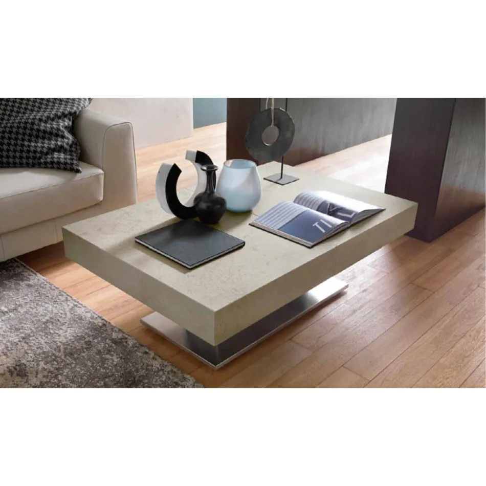 Modern Transformable Coffee Table with Mortar Effect Top Made in Italy - Salomon Viadurini