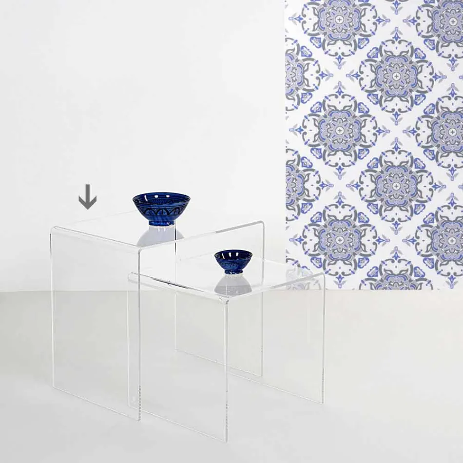 Contemporary 50x50cm Transparent Small Sideboard Terry Big, made in Italy Viadurini