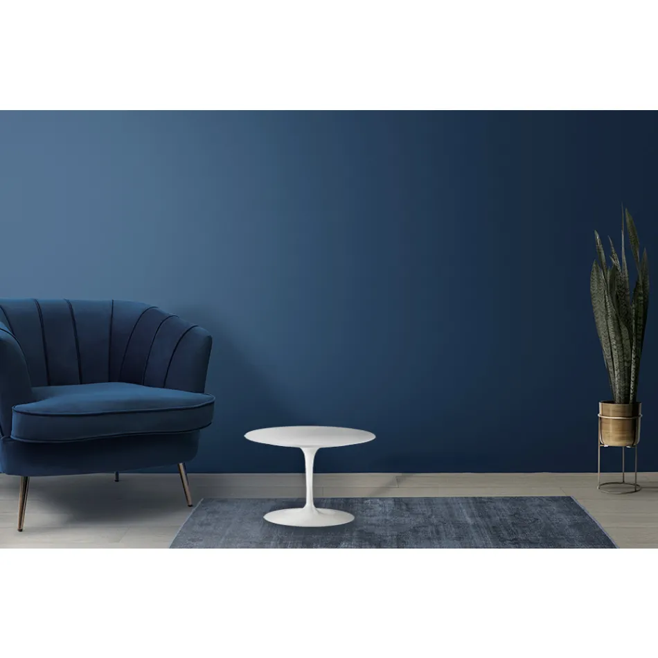 Eero Saarinen Tulip Coffee Table H 39 with White Liquid Laminate Top Made in Italy - Scarlet Viadurini