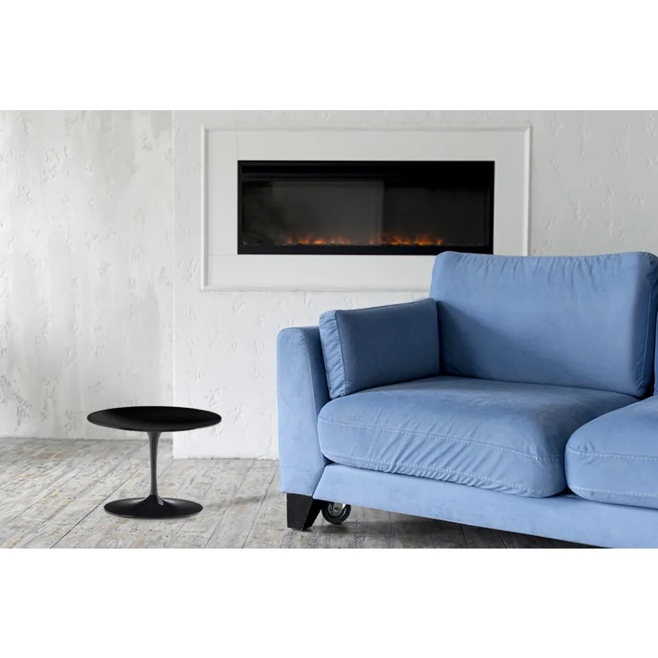 Eero Saarinen Tulip Coffee Table H 39 with Black Liquid Laminate Top Made in Italy - Scarlet Viadurini