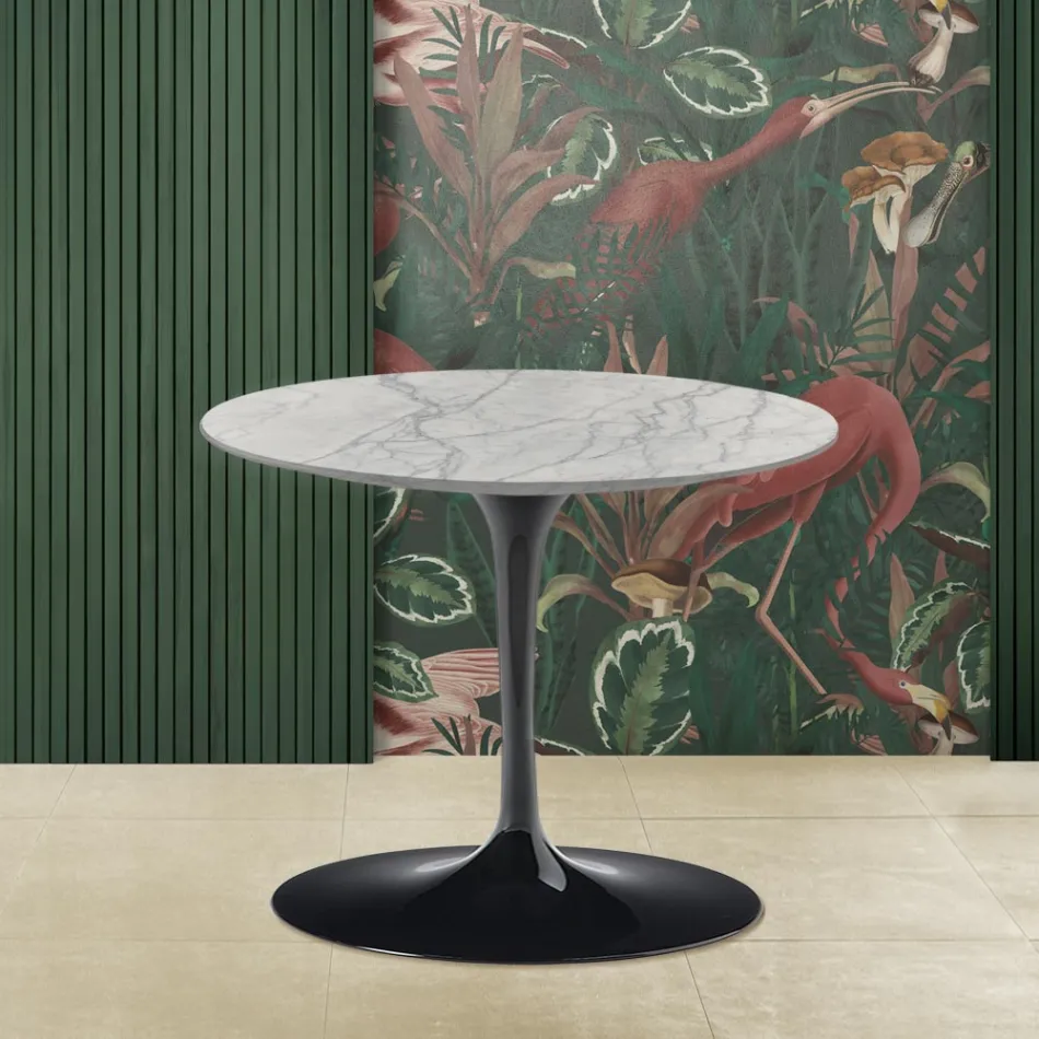 Eero Saarinen Tulip Coffee Table H 39 with Statuarietto Carrara Marble Top Viadurini
