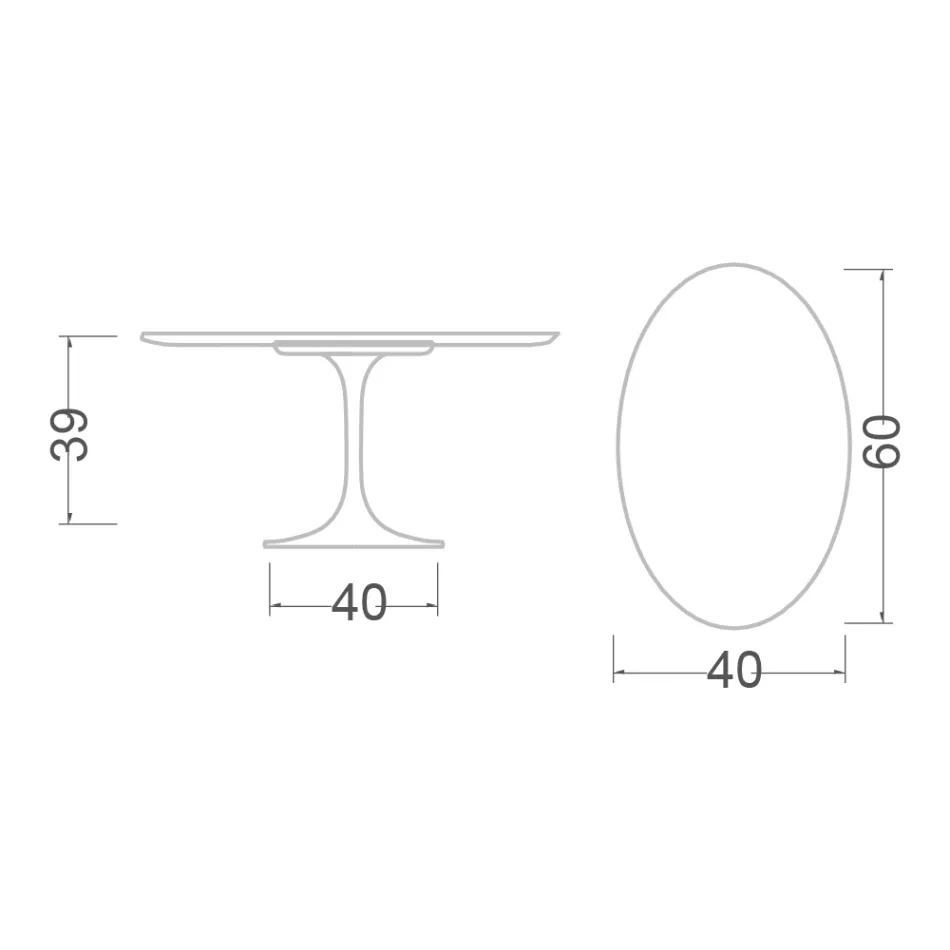 Tulip Coffee Table Eero Saarinen H 39 Oval in White Liquid Laminate Made in Italy - Scarlet Viadurini