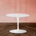 Tulip Coffee Table Eero Saarinen H 39 Oval in White Liquid Laminate Made in Italy - Scarlet Viadurini