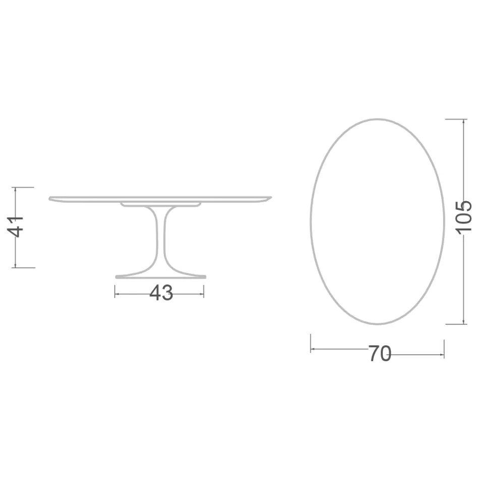 Tulip Coffee Table Eero Saarinen H 41 with Oval Top in Black Marquinia Marble Viadurini