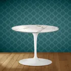 Eero Saarinen Tulip Coffee Table H 41 in Aura 22 Ceramic Made in Italy - Scarlet Viadurini