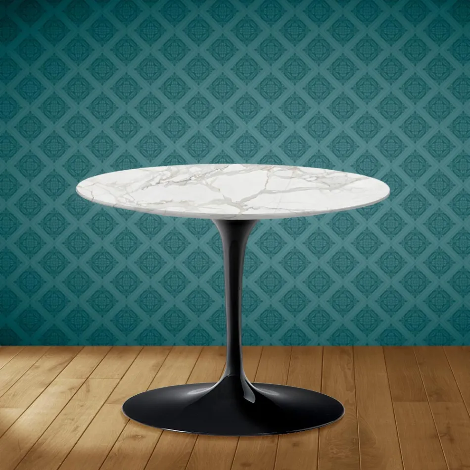 Tulip Coffee Table Eero Saarinen H 41 in Morpheus Ceramic Made in Italy - Scarlet Viadurini