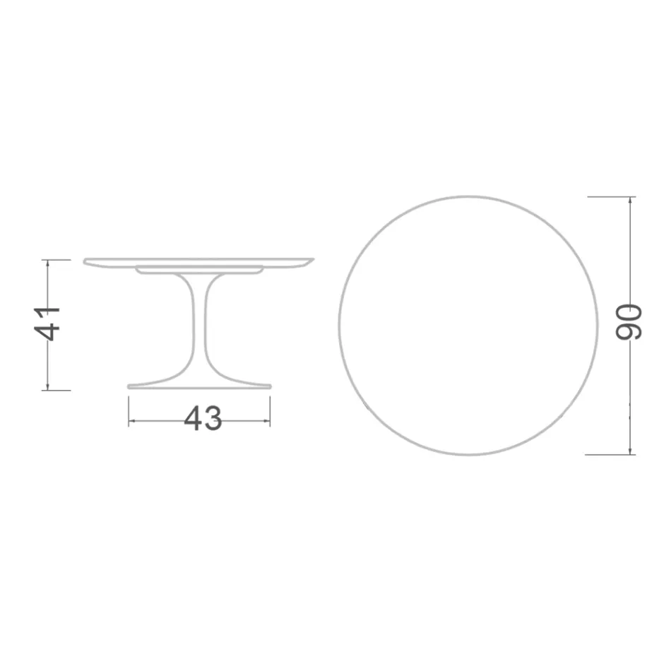 Tulip Coffee Table Eero Saarinen H 41 in Absolute Black Ceramic Made in Italy - Scarlet Viadurini