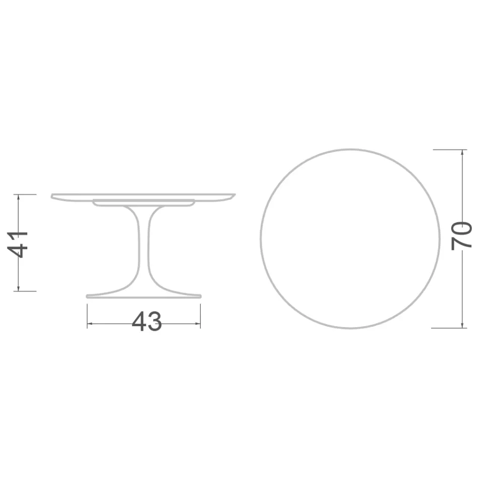 Tulip Coffee Table Eero Saarinen H 41 in Noir Desire Made in Italy Ceramic - Scarlet Viadurini