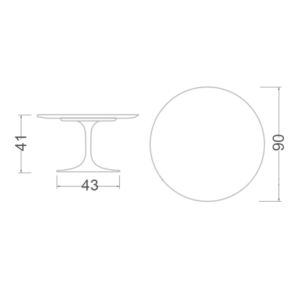 Tulip Coffee Table Eero Saarinen H 41 in Noir Desire Made in Italy Ceramic - Scarlet Viadurini