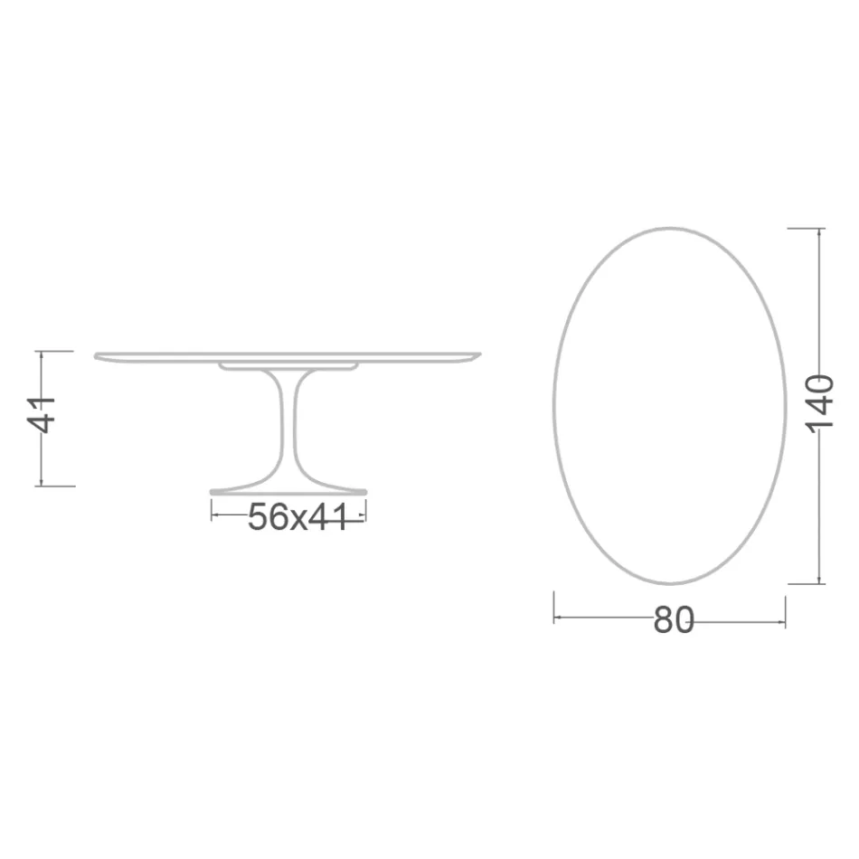 Tulip Coffee Table Eero Saarinen H 41 Oval with White Liquid Laminate - Scarlet Top Viadurini