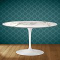 Eero Saarinen H 41 Oval Tulip Coffee Table in Aura 22 Ceramic Made in Italy - Scarlet