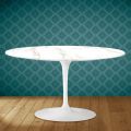 Tulip Eero Saarinen H 41 Oval Coffee Table in Entzo Ceramic Made in Italy - Scarlet