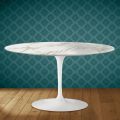 Eero Saarinen Tulip Coffee Table H 41 Oval in Glossy Ceramic Made in Italy - Scarlet
