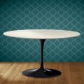 Eero Saarinen Tulip Coffee Table H 41 Oval in Marmorio Ceramic Made in Italy - Scarlet