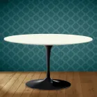 Eero Saarinen Tulip Coffee Table H 41 Oval in Moonè Ceramic Made in Italy - Scarlet Viadurini