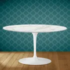 Tulip Coffee Table Eero Saarinen H 41 Oval in Morpheus Ceramic Made in Italy - Scarlet Viadurini