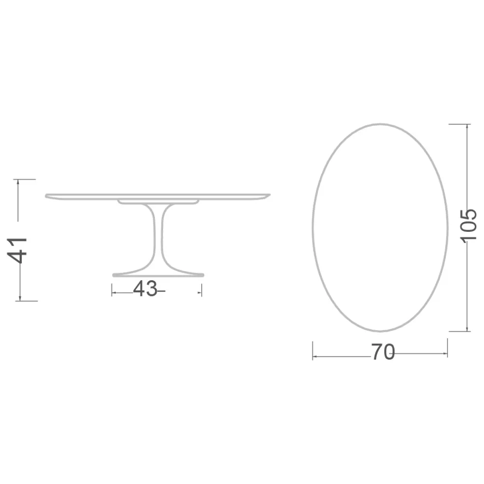 Tulip Coffee Table Eero Saarinen H 41 Oval in Morpheus Ceramic Made in Italy - Scarlet Viadurini