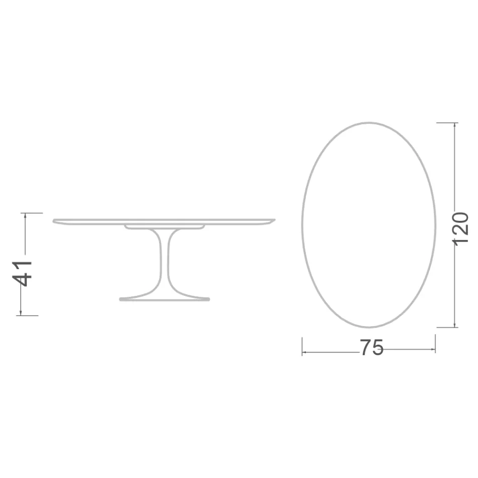 Tulip Coffee Table Eero Saarinen H 41 Oval in Morpheus Ceramic Made in Italy - Scarlet Viadurini