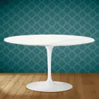 Tulip Coffee Table Eero Saarinen H 41 Oval in Rem Ceramic Made in Italy - Scarlet Viadurini