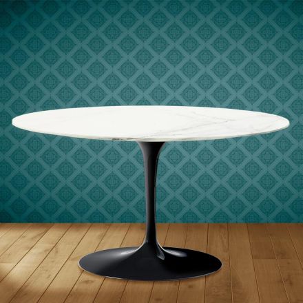 Tulip Coffee Table Eero Saarinen H 41 Oval in Rem Ceramic Made in Italy - Scarlet Viadurini