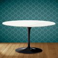 Tulip Eero Saarinen H 41 Oval Coffee Table in Rem Ceramic Made in Italy - Scarlet