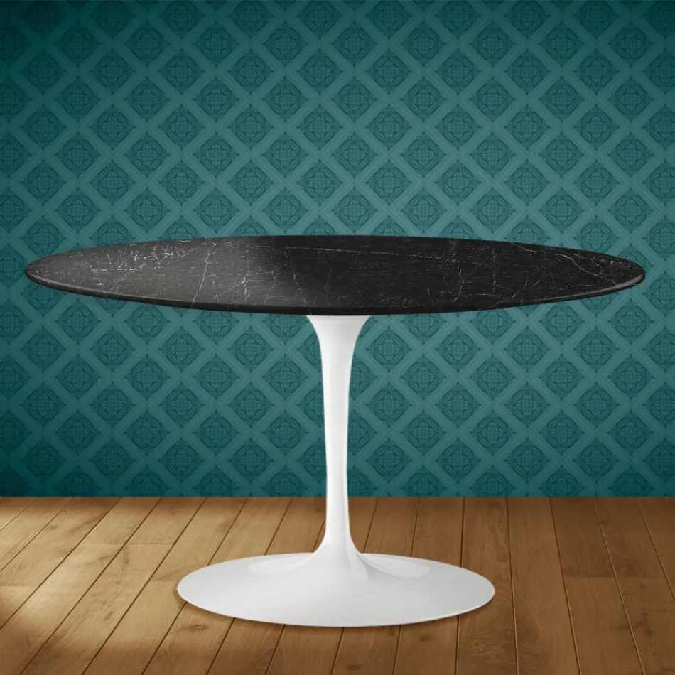 Eero Saarinen H 41 Oval Tulip Coffee Table in Somnia Ceramic Made in Italy - Scarlet Viadurini