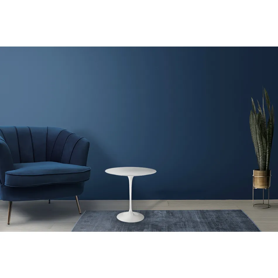 Tulip Coffee Table Eero Saarinen H 52 in White Liquid Laminate Made in Italy - Scarlet Viadurini