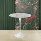 Eero Saarinen Tulip Coffee Table H 52 in Carrara Statuarietto Marble Made in Italy - Scarlet Viadurini