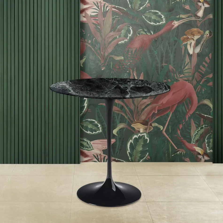 Tulip Coffee Table Eero Saarinen H 52 Oval in Green Alpi Marble Made in Italy Viadurini