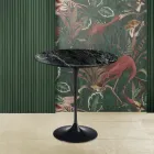 Tulip Coffee Table Eero Saarinen H 52 Round in Green Alpi Marble Made in Italy - Scarlet Viadurini
