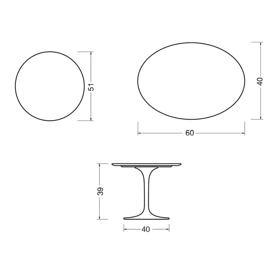 Saarinen Tulip Coffee Table H 39 cm in Glossy Calacatta Gold Florim Ceramic - Scarlet Viadurini