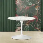 Tulip Saarinen H 39 Oval Coffee Table with Carrara Marble Top Made in Italy - Scarlet Viadurini