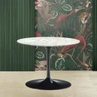 Tulip Saarinen H 39 Oval Coffee Table with Carrara Marble Top Made in Italy - Scarlet Viadurini