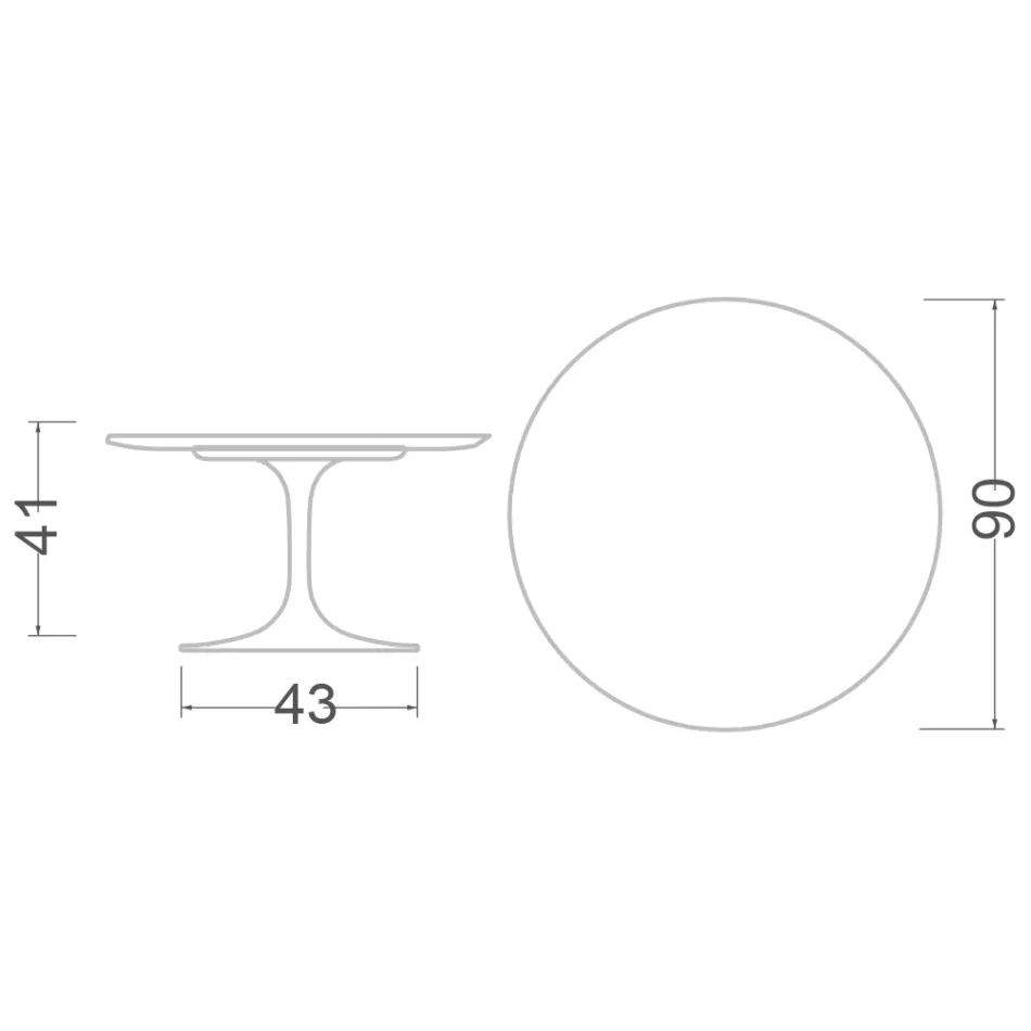Tulip Saarinen Coffee Table H 41 with Black Liquid Laminate Top Made in Italy - Scarlet Viadurini