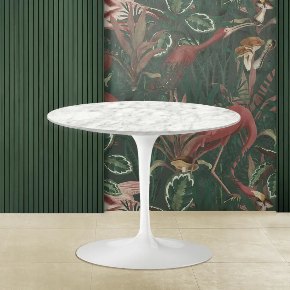 Tulip Saarinen Coffee Table H 41 in Carrara Marble Made in Italy Viadurini