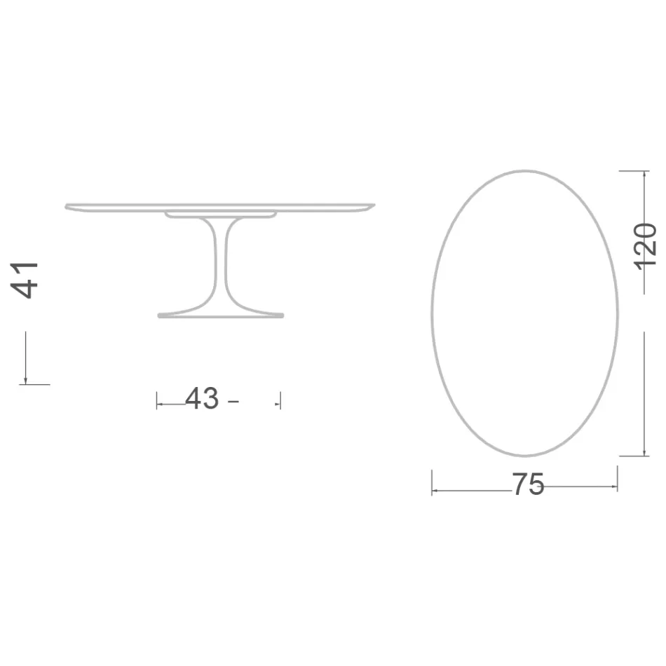 Tulip Saarinen H 41 Oval Coffee Table in Absolute White Ceramic Made in Italy - Scarlet Viadurini