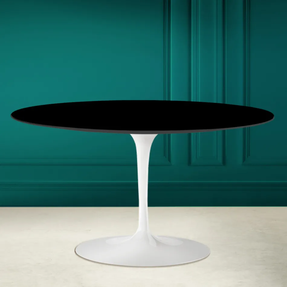 Tulip Saarinen H 41 Oval Coffee Table in Absolute Black Ceramic Made in Italy - Scarlet Viadurini