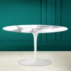 Tulip Saarinen H 41 Oval Coffee Table in Statuary Ceramic Made in Italy - Scarlet Viadurini