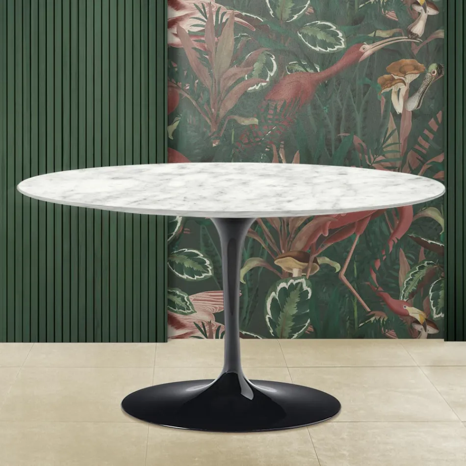 Tulip Saarinen H 41 Oval Coffee Table in Carrara Marble Made in Italy - Scarlet Viadurini